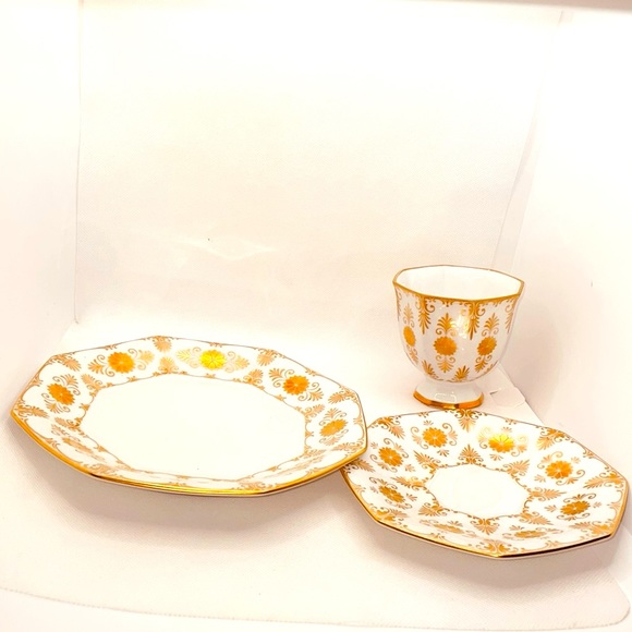 Vintage AK Kaiser West Germany White Tea Cup & Saucer, Dessert Plate - 3 pc set - Picture 5 of 6